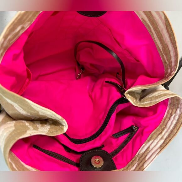 Dooney & Bourke Canvas Tote in Beige Zebra Print with Dustbag - Picture 7 of 16